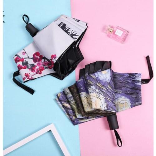 Sunny Rain Umbrella Female Chinese Style Folding Sunscreen Three-fold Umbrella Anti-ultraviolet Sun Umbrella Student Sunshade