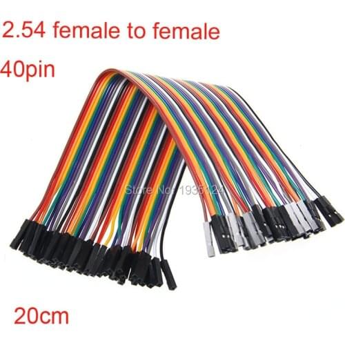 10PCS 2.54mm Dupond Female to Female Jumper Wire 20CM 40P Color Ribbon Breadboard Cable