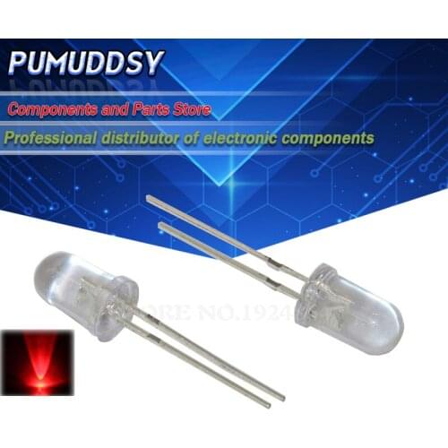 100PCS Red light-emitting diodes White turn Red 3mm led
