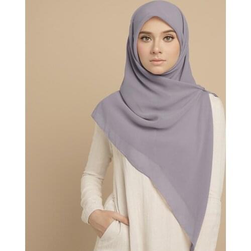 110*110cm Square Chiffon Hijab Scarf Women Solid Color Muslim Soft Head Scarf Islamic Shawls and Wraps Headband Musulman Scarves