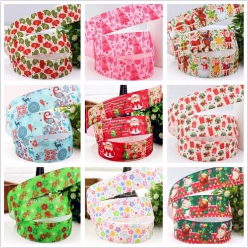 1691217 , 22MM Christmas snow Christmas Series Printed grosgrain ribbon, DIY handmadeHair accessories Material wedding gift wrap