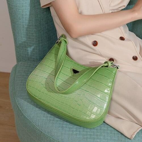 2021 New Fashion Female Bag Underarm Bag Crocodile Pattern Female Single Shoulder Retro Bag