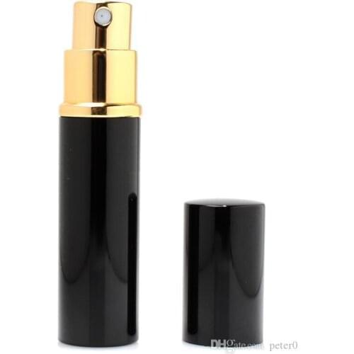5ML Perfume Spray Bottles Mini Portable Refillable Perfume Atomizer Black&Gold Color Scent-bottle Fashion Cosmetic Containers Fo