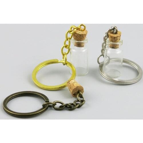 500 x 1ml Mini Glass Bottles Key Chain Pendants Small Wishing Bottles With Cork Vial Arts Jars For Bracelets Gifts