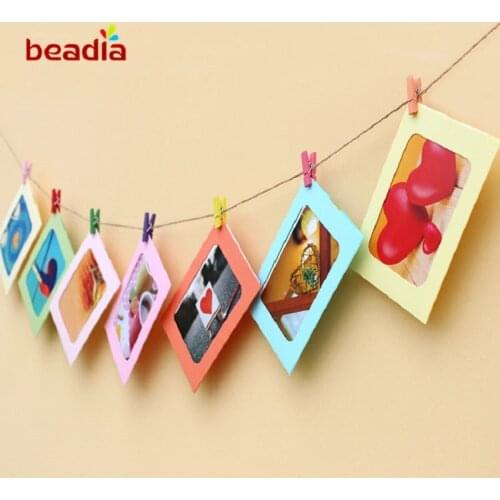 6 Inch DIY Photo Frame Wooden Clip Paper Picture Holder For Wedding Baby Shower Birthday Party Photo Booth Props Decoration