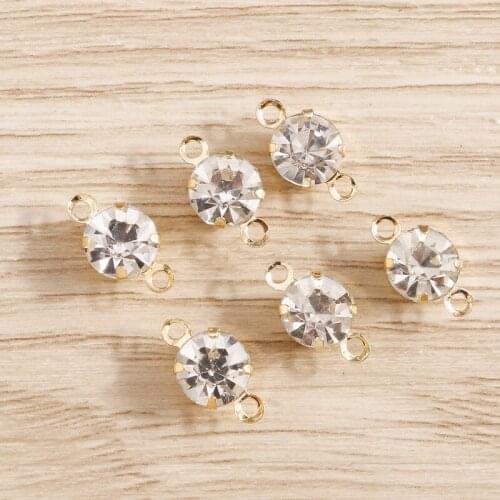 60pcs 6*11mm Crystal Claw Charms Connector for Making Bracelets Pendants Necklaces DIY Gold Color Handmade Jewelry Accessories