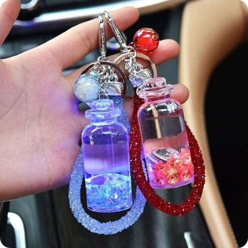 New Liquid keychain Glow Quicksand Wishing Bottle Keychain for Women Man Bag Keyring Car Keychains Pendant Gifts