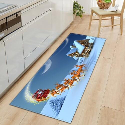 Chrisrmas Anti-slip Long Kitchen Mat Modern Printed Entrance Doormat Living Room Mats Floor Rug Washable Bedroom Bedside Carpet