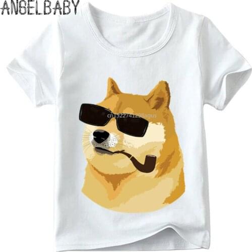 Children Doge Deus God Dog/shiba Inu Print Funny T-shirt Boys/Girls Summer Short Sleeve Tops Kids Soft White T-shirt,HKP412