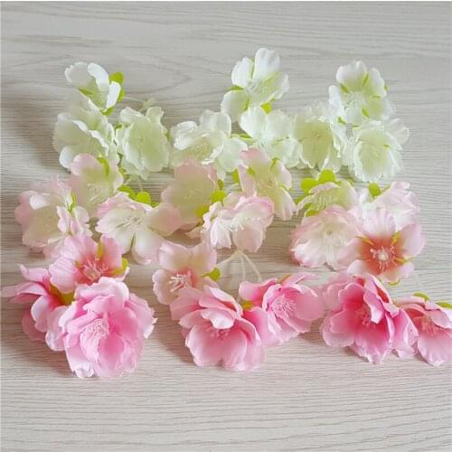 10/15PCS 4Colors Artificial Simulation Oriental Cherry Peach Blossom DIY Garland Wreath Wedding Headwear Brooch Hat Decorative