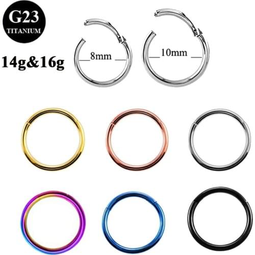 BOG-G23 Titanium Hinged Segment Nose Ring 16g&14g Nipple Clicker Ear Cartilage Tragus Helix Lip Piercing Unisex Fashion Jewelry