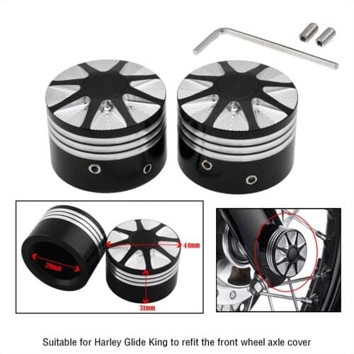 2 Pcs Motorcycle 29mm CNC Aluminum Black Front Axle Nut Cover Bolt Kit Fit For Harley Touring Dyna XL XG Softail FLTR Road King