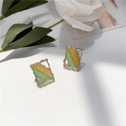 Beautiful Fairy Hollow Square Stud Earrings for Women Sweet Geometric Indian Earrings