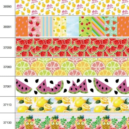 50 Yards Various Sizes Fruit Printed Gross Grain Ribbon For Hair Accessories DIY Bow, Wreath Crafts Handmade Y2021050702