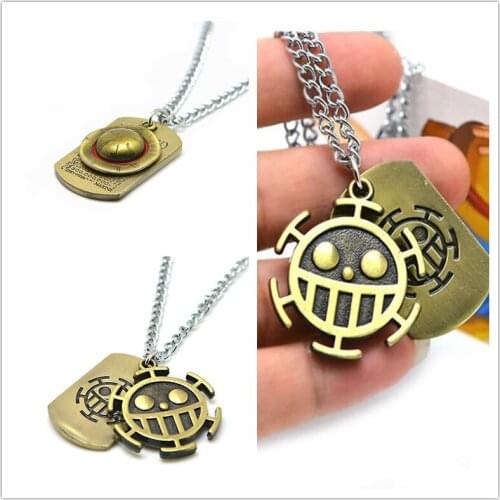 Hot sell Anime One Piece Necklace Cosplay Badge Monkey Luffy Trafalgar Law Army Card Pendant Fans Fancy Gift Prop