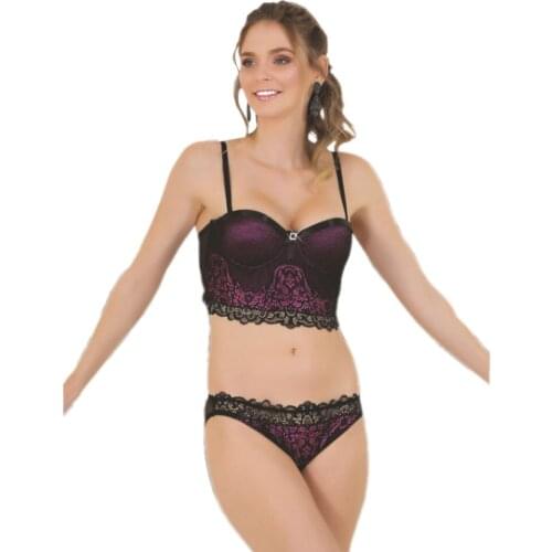 Trend Fashion Lace Push-up Half Bustier Set Lingerie Set нижнее белье женское, белье женское, bra, комплект нижнего белья