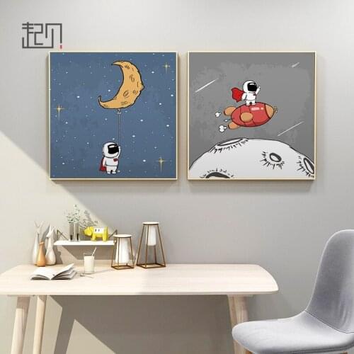 Cartoon children room decoration Hang a picture Astronauts cartoon adornment picture wall decor room decor