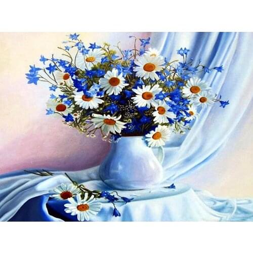 Flower Printed Canvas 11CT Cross Stitch Complete Kit Embroidery DMC Threads Handiwork Painting Knitting Sewing Design Floss