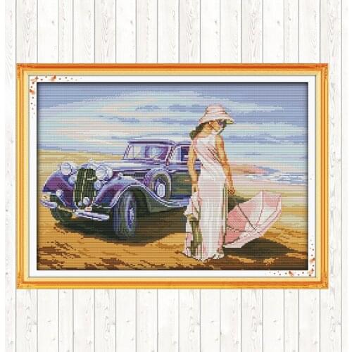 Car Model Cross Stitch Kits 11CT 14CT Cross Stitch Set Wall Home Decor Embroidery Handmade Needlework Package DMC Floss Kits