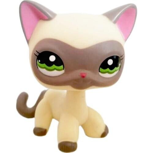 LPS CAT Real pet shop cute toys Short Hair Cat #1116 Yellow Cream Gray Masked Kitty Old Rare toys Figure Original