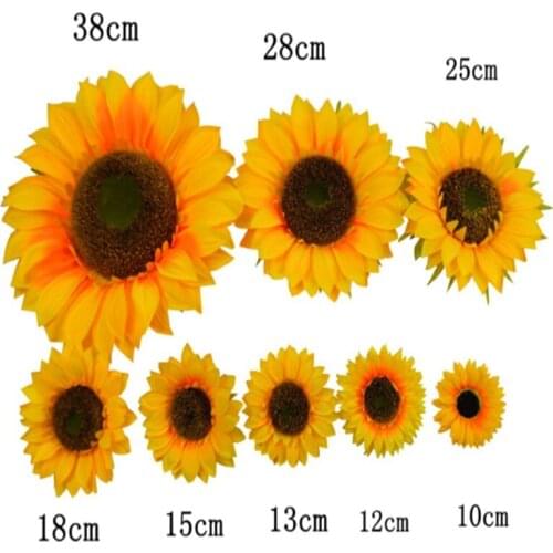 New Arrival Yellow Artificial Silk Sunflower Heads For Home Wedding Event DIY Decorations Supplies Many Size Available