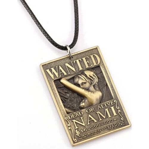 ONE PIECE Wanted Poster Necklace Nami Warrant Pendant Necklace Friendship Men Women Anime Jewelry Choker Accessories YS11442