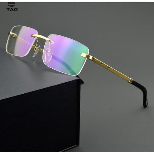 3138835 brand Rimless Titanium Glasses Frame Men 2021 New Nerd Square Prescription Eyeglasses Frame Women Myopia Optical Eyewear