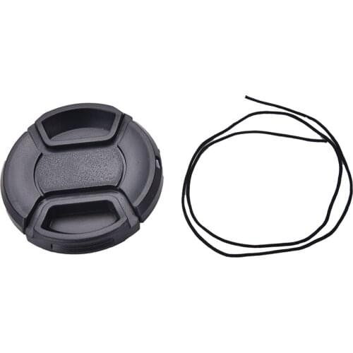 Durable 52 Mm Camera Front Lens Cap Center Snap On Lens Cap For Nikon + Leash