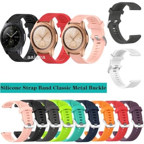 20mm Silicone Watch Band Classic Metal buckle Strap for Samsung Galaxy Watch 42mm for Active 2 /Watch3 41mm Replacement strap