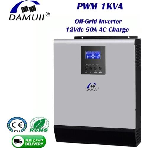 DAMUII Solar Inverter 1KVA 800Watt Off-Grid System Pure Sin Wave 220Vac Home Appliances 12Vdc Battery System For Home Light