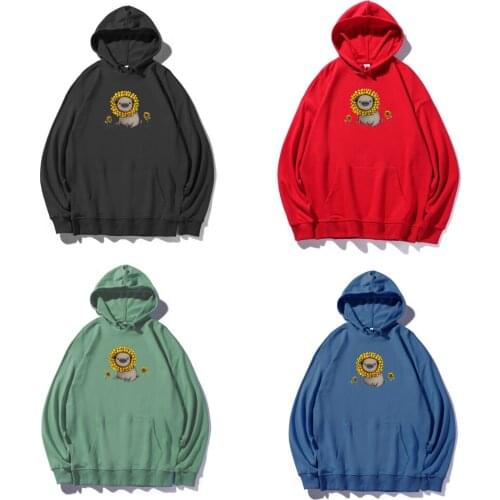 Oversized Cartoon Animal Lion Sweatshirts Men Womens Autumn Hoodies Harajuku Thin Loose Pullovers Drawstring Korean Style Couple