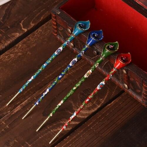 Handmade Vintage Retro Colorful Peacock Animal Flower Hair Stick Hairgrips Hairpins Headwear Accessories