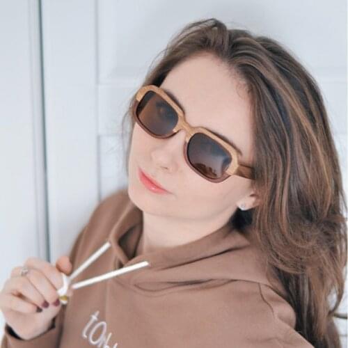 BOBO BIRD Handmade Polarized Wood Sunglasses For Women With Creative Special Design Beach Sunglass In Wood Gift Box C-DG02
