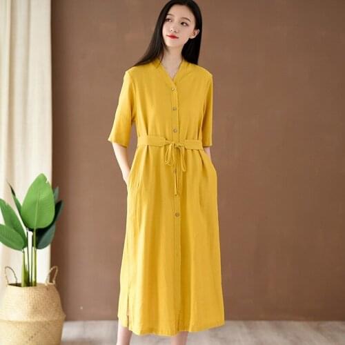 Women Loose Cotton Linen Trench Coat Outerwear Tops Female SOlid color Retro Vintage Topcoat 2019 Summer overcoat Cotton Flax