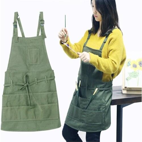 1 Pcs Dark Green Polyester Classic Design Work Apron artist special apron Student School oil Painting ink Painting Craft Apron