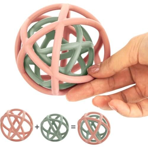 100% Food Grade Silicone Baby Teether Toys Hand Grip Toys Chewable Full Silicone Toy Ball Infant Baby Teether Toys Baby Stuff