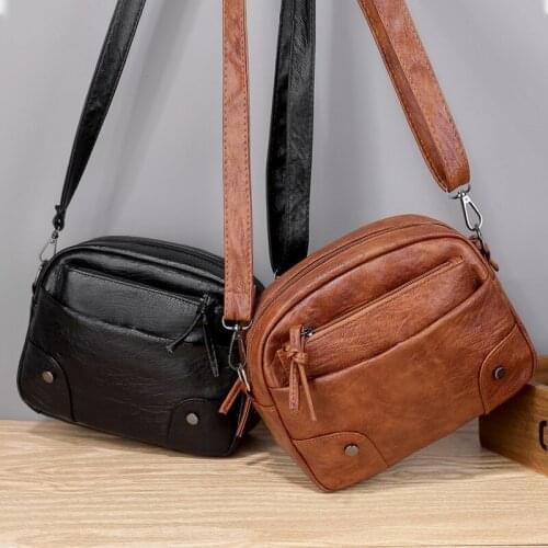 2021 Vintage Simple Women Shoulder Bags Small Handbag Crossbody Phone Purse Pack Soft PU Leather Square Messenger Bags