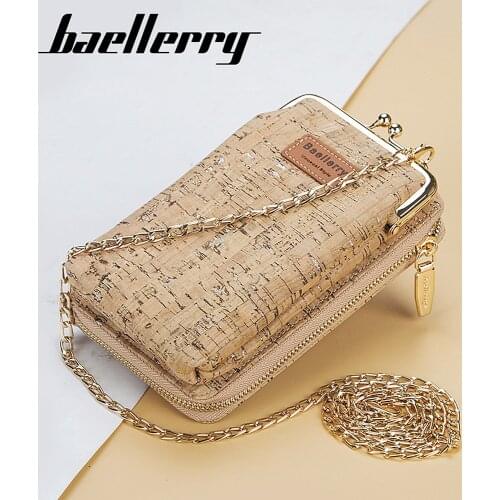 2020 New Fashion Women Wallets Wood Grain Chain Long Top Quality Card Holder Classic Female Purse Zipper Brand Wallet For Women