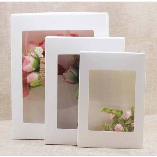 5Pcs DIY Paper Box With Window White/Black/Kraft Paper Gift Box Cake Packaging For Wedding Home Party Muffin Packaging