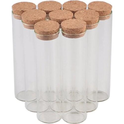 50pcs 50ml Flat Bottom Glass Tube Bottles With Corks Empty Jars Containers Vials