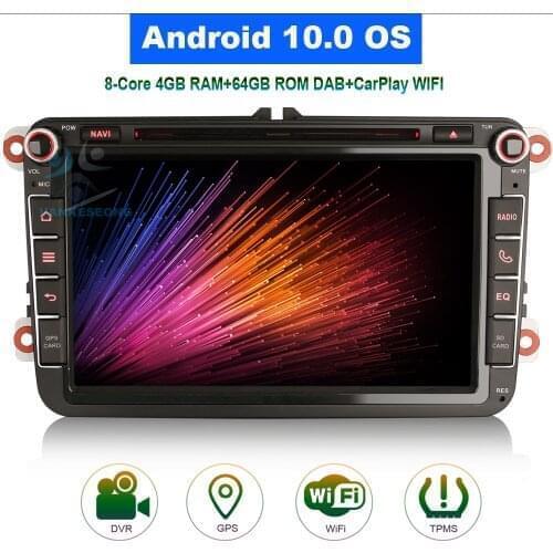 8" Android 10 Car DVD GPS Navigation DAB Radio Stereo Head Unit for VW Passat B6 B7 CC Polo MK5 Scirocco Mk3 T5 Multivan
