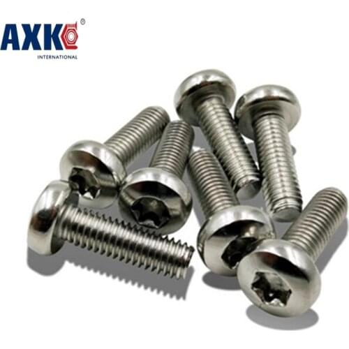 AXK 100pcs M5*8/10/12/14/16/18/20/22/25/30 M5 Torx Pan Head Machine Screw Stainless Steel 304 T25