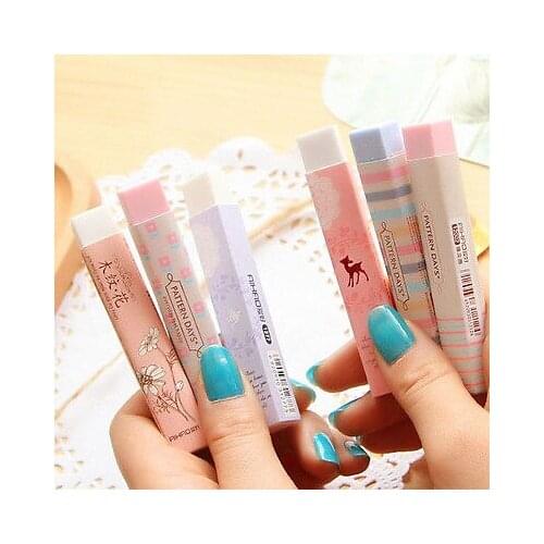 Hot 1PC Stationery Supplies Kawaii Cartoon Pencil Erasers For Office School Kids Prize Writing Drawing Eraser