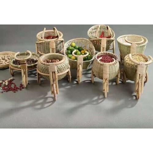 Pure Handmade Bamboo Storage Basket, Mini Decorative Fruit Tray, Creative Household Storage Basket, Decorative Ornaments