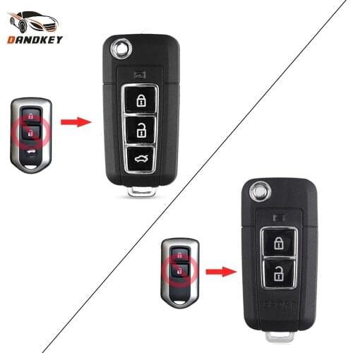 Dandkey Modified Flip Key Shell For Toyota Camry Prado Highlander Yaris Vios 2/3 Buttons Folding Remote Fob Car Key Case Cover