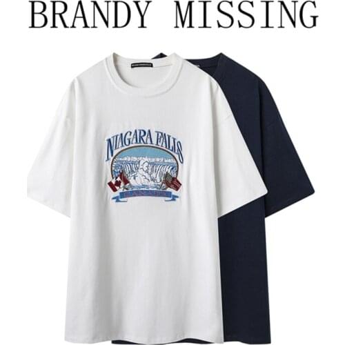 Oversized Girls Soft Cotton O Neck T-shirts 2021 Summer Casual Ladies Tops Streetwear Women Loose Waterfall Print Top Female