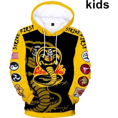 3 To 16 Years Kids Hoodies The Karate Kid Cobra Kai 3d Print Hoodie Sweatshirt Boys/Girls fashion Harajuku pullover Child