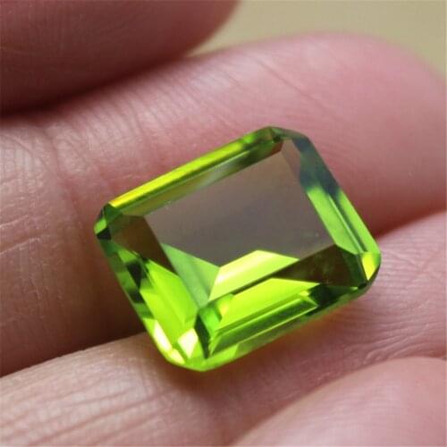Joanlyn Peridot Rectangle Faceted Gemstone Emerald Cut Peridot Gem 10X12mm C18G