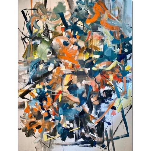 Canvas Art Abstract Red Blue Contemporary Painting Handmade Oil Artwork Colorful Wall Decor Bathroom Kitchen Office Large