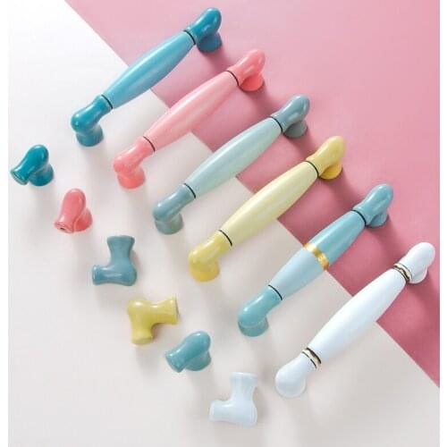 Ceramic shoe cabinet color handle European style light luxury wardrobe children drawer kitchen cabinet door handle